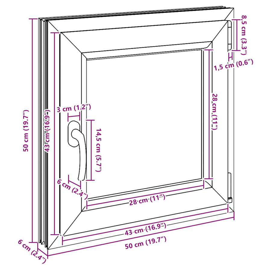 Kelderraam RISOR Wit 50 x 50 cm PVC en glas