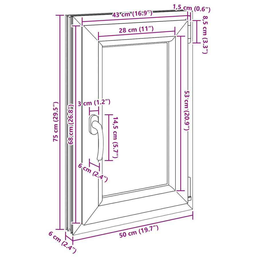 Kelderraam RISOR Wit 50 x 75 cm PVC en glas