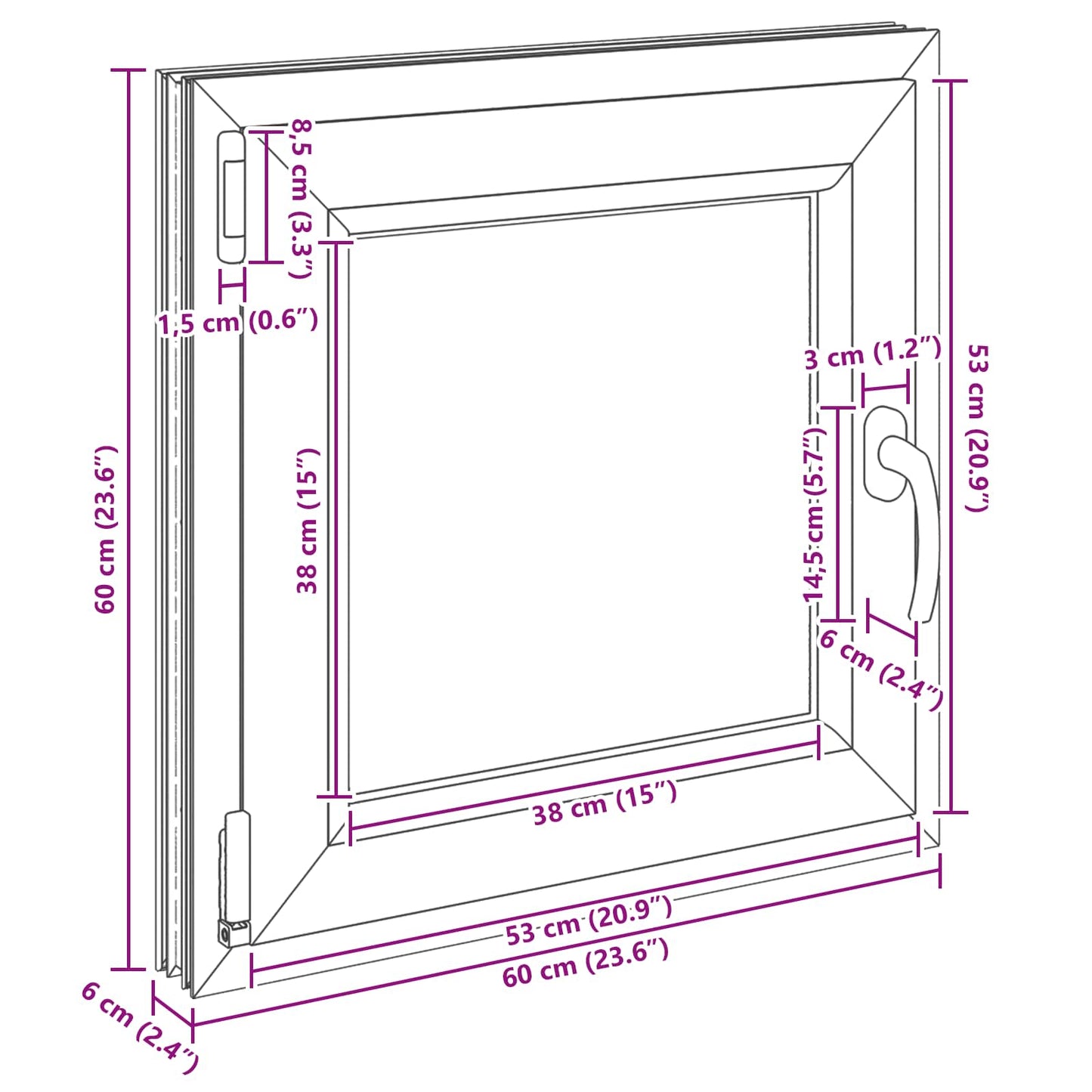 Kelderraam RISOR Wit 60 x 60 cm PVC en glas