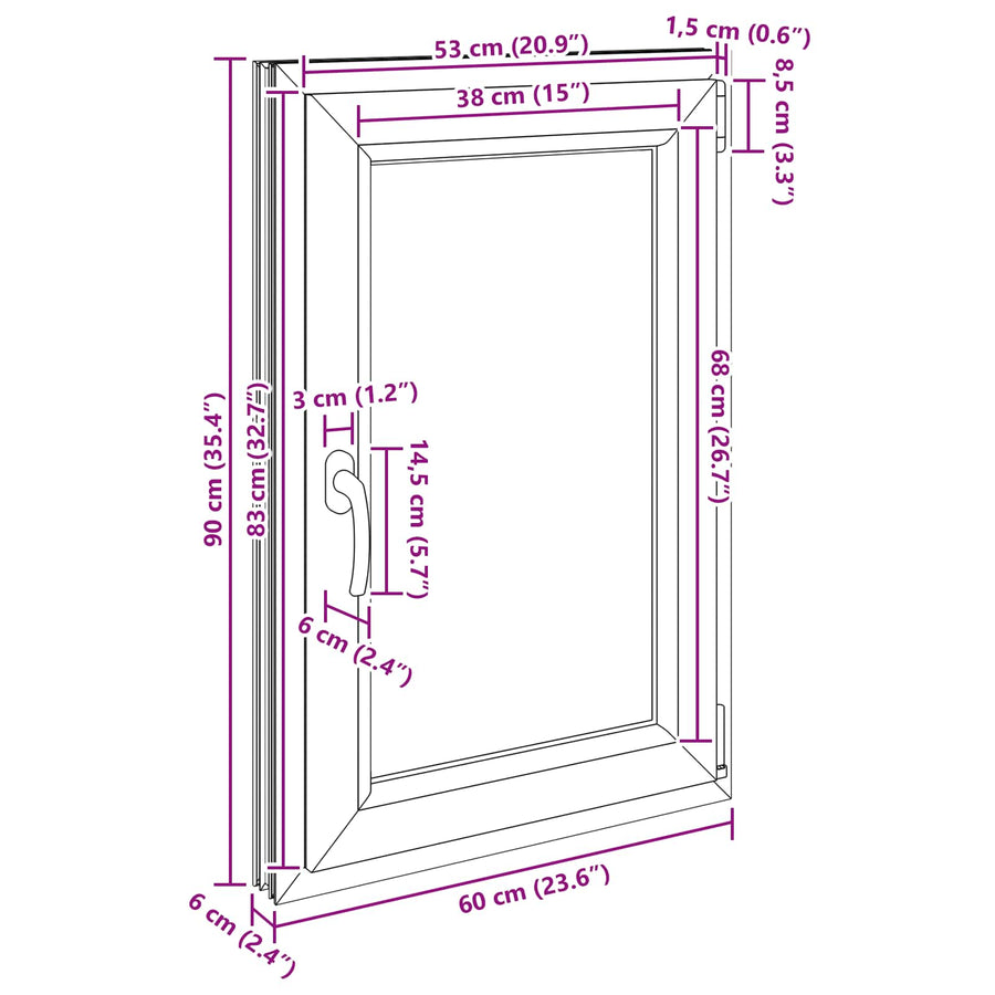 Kelderraam RISOR Wit 60 x 90 cm PVC en glas