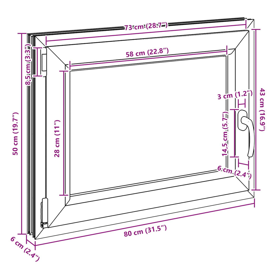 Kelderraam RISOR Wit 80 x 50 cm PVC en glas