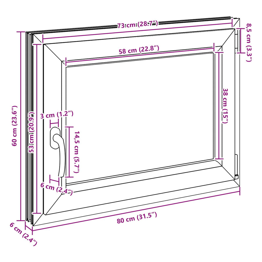 Kelderraam RISOR Wit 80 x 60 cm PVC en glas