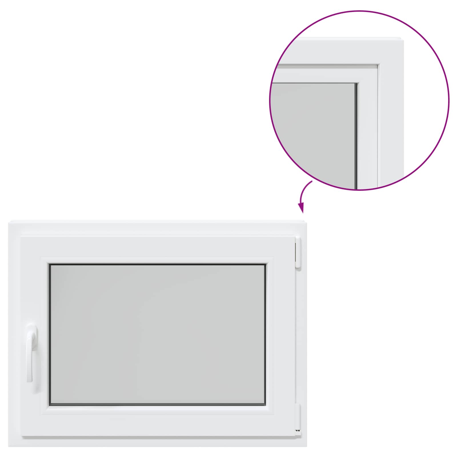 Kelderraam RISOR Wit 80 x 70 cm PVC en glas