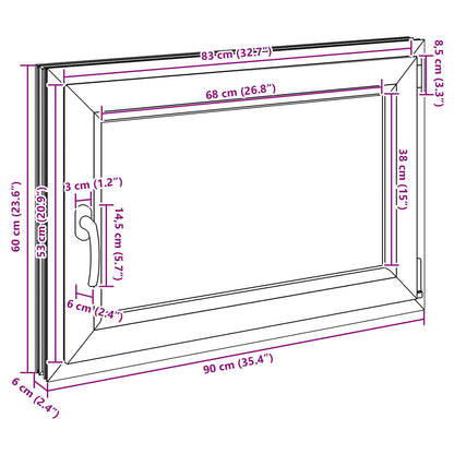 Kelderraam RISOR Wit 90 x 60 cm PVC en glas