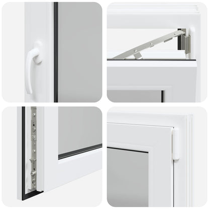 Kelderraam RISOR Wit 90 x 70 cm PVC en glas