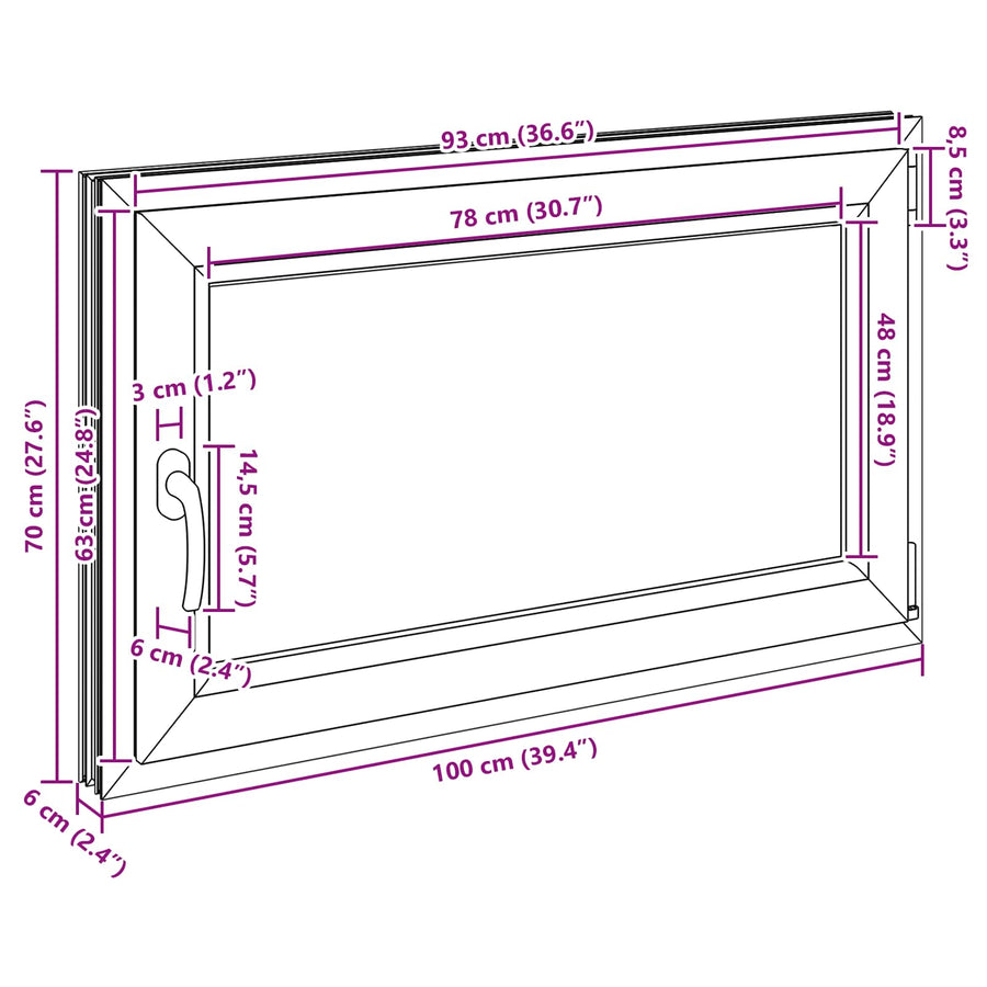 Kelderraam RISOR Wit 100 x 70 cm PVC en glas