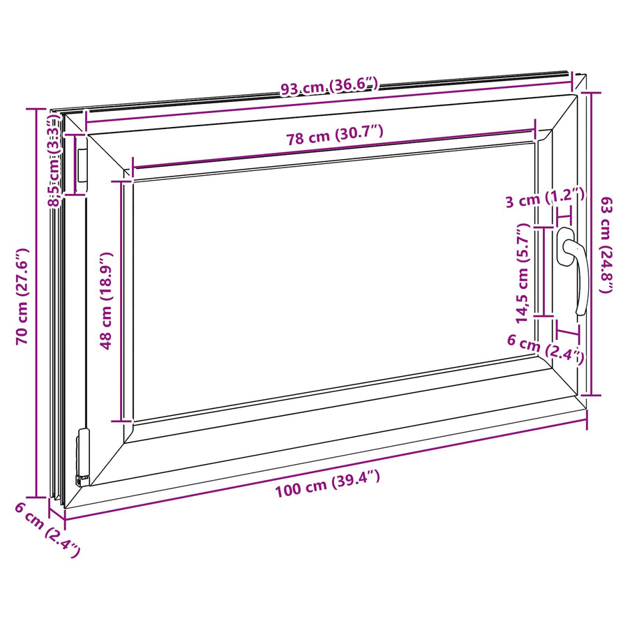 Kelderraam RISOR Wit 100 x 70 cm PVC en glas