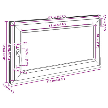 Kelderraam RISOR Wit 110 x 50 cm PVC en glas