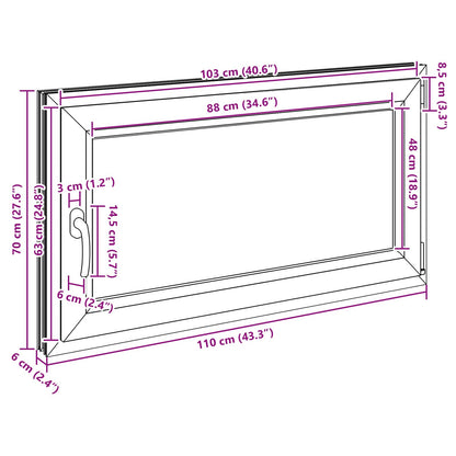 Kelderraam RISOR Wit 110 x 70 cm PVC en glas