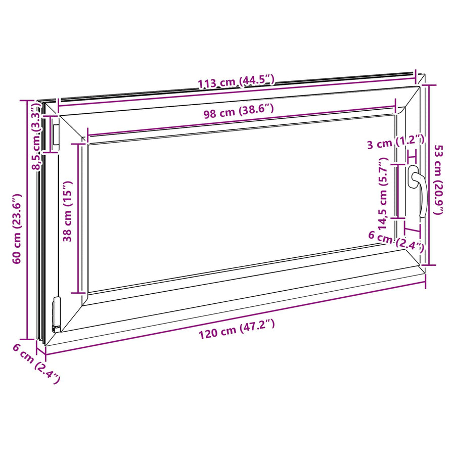 Kelderraam RISOR Wit 120 x 60 cm PVC en glas