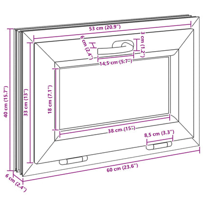 Kelderraam RISOR 60 x 40 cm PVC en glas Wit