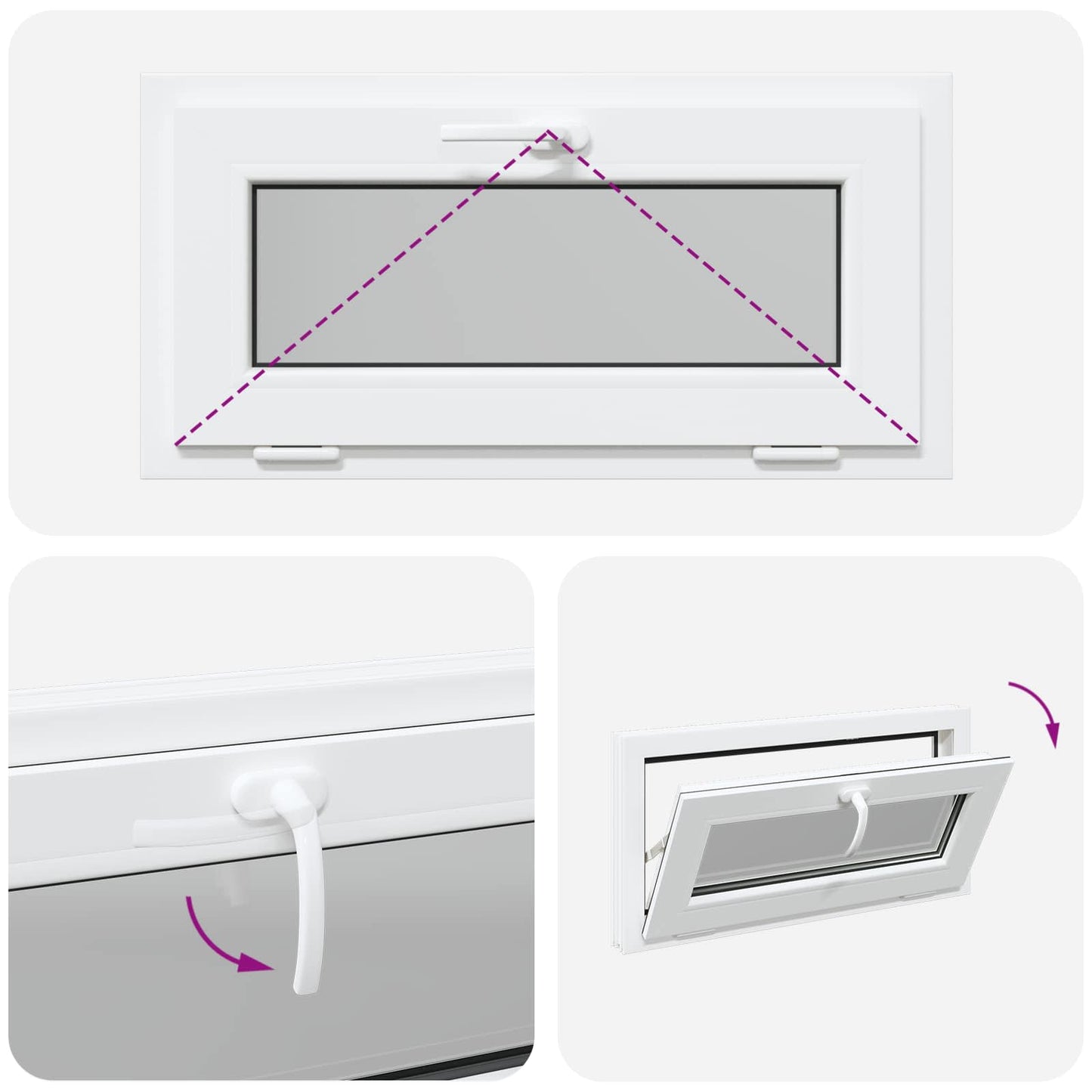 Kelderraam RISOR 80 x 40 cm PVC en glas Wit