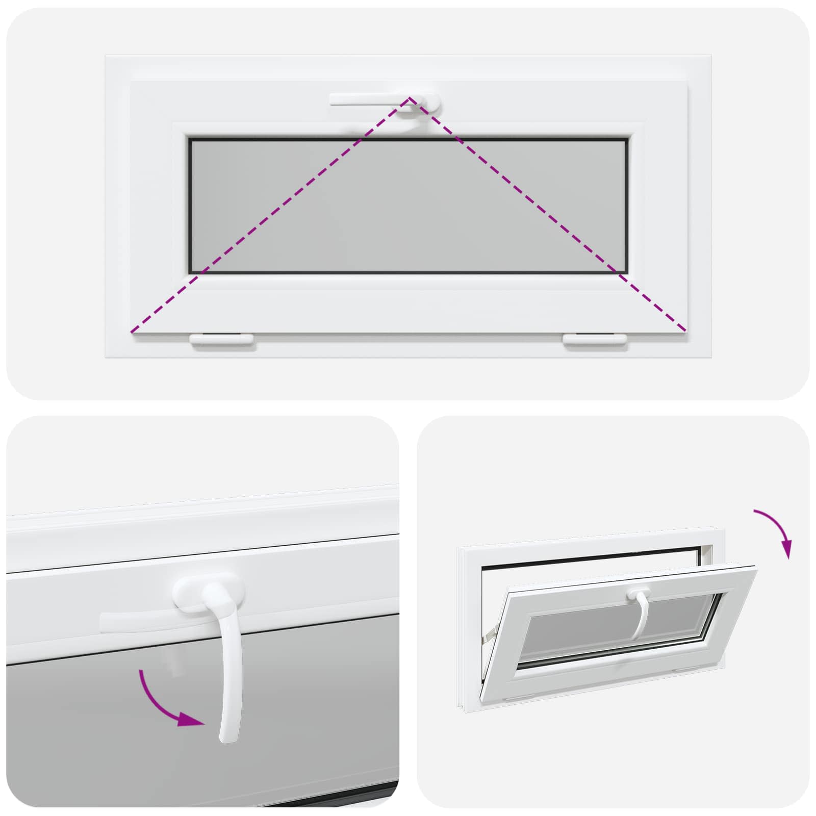 Kelderraam RISOR 80 x 40 cm PVC en glas Wit