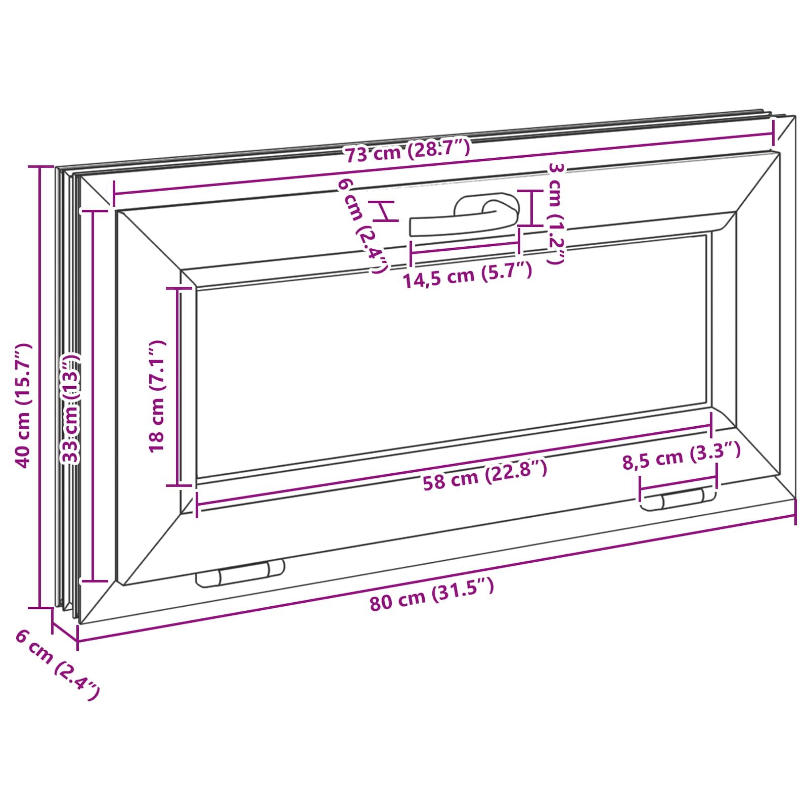 Kelderraam RISOR 80 x 40 cm PVC en glas Wit