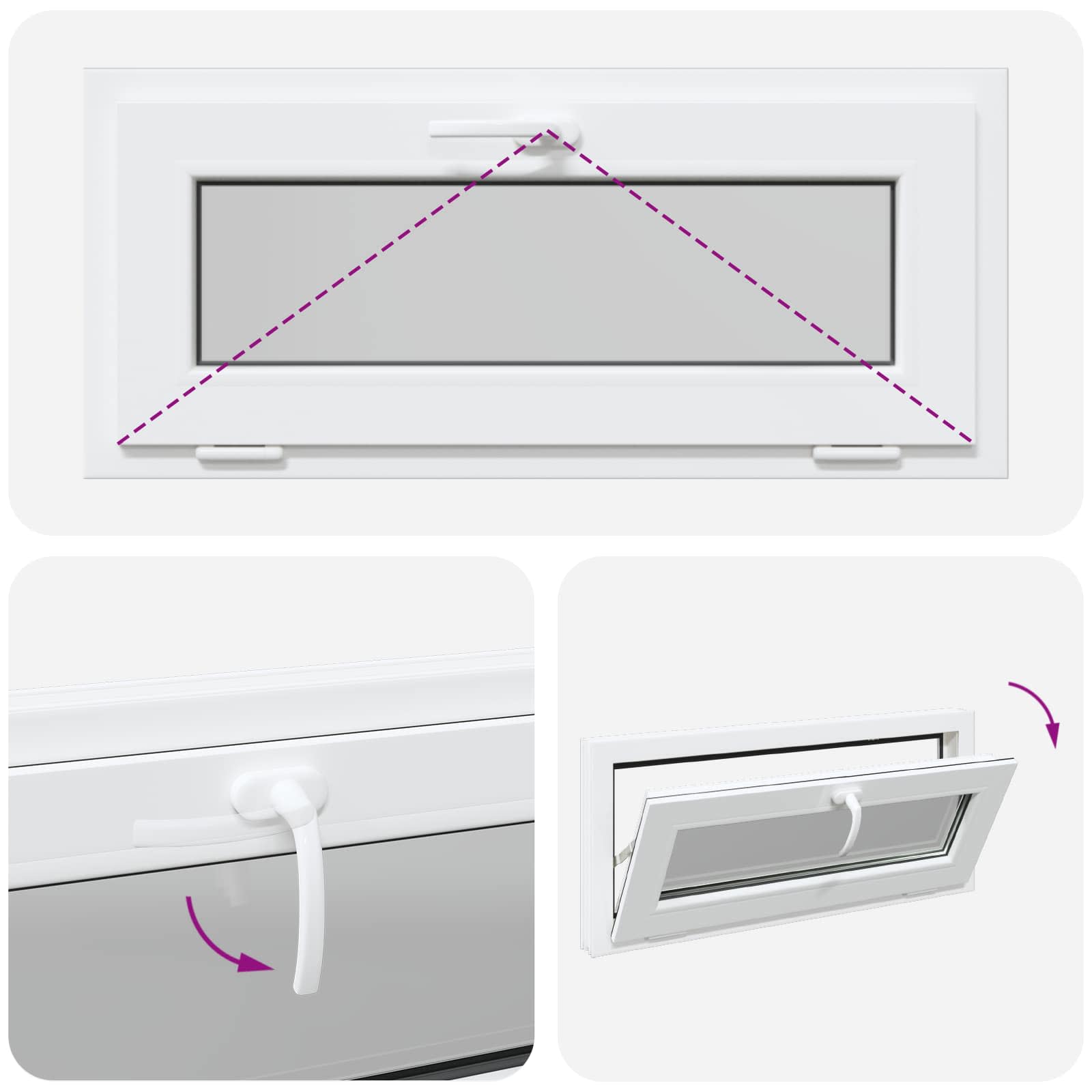 Kelderraam RISOR 90 x 40 cm PVC en glas Wit