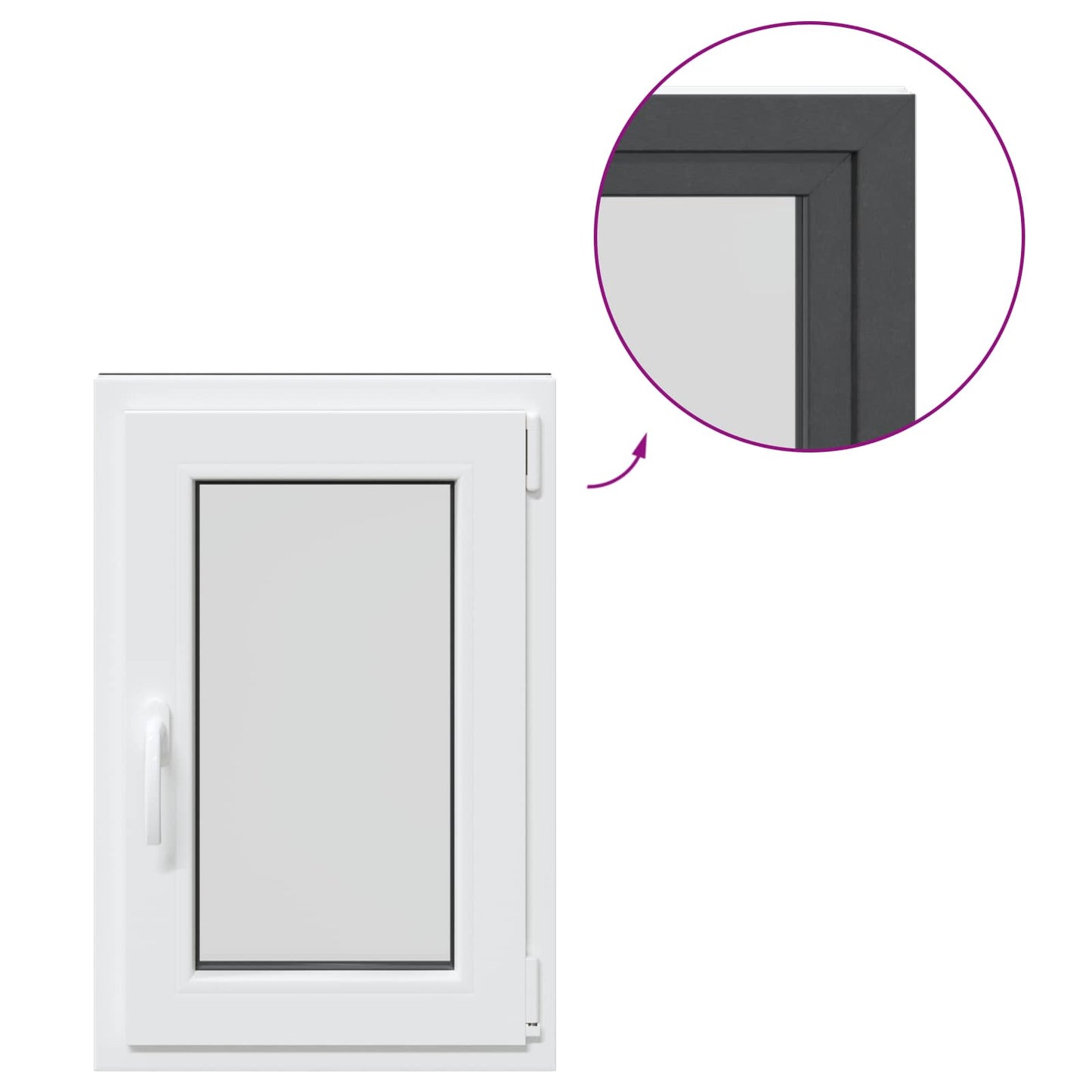 Kelderraam RISOR Antraciet 50 x 75 cm PVC en glas