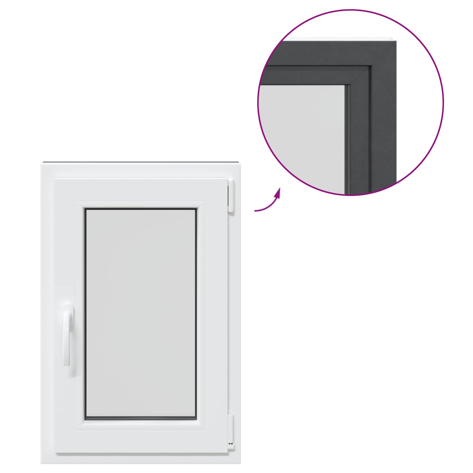 Kelderraam RISOR Antraciet 50 x 75 cm PVC en glas