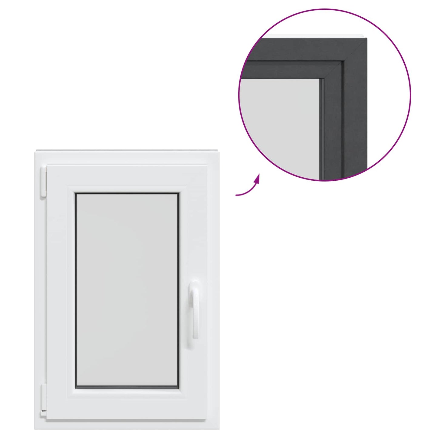 Kelderraam RISOR Antraciet 50 x 75 cm PVC en glas