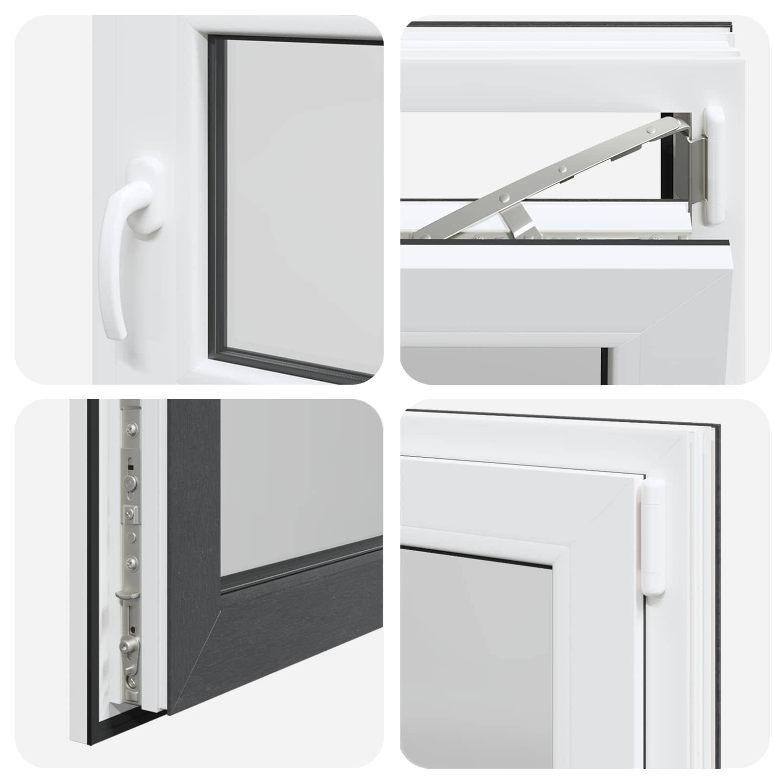 Kelderraam RISOR Antraciet 60 x 60 cm PVC en glas