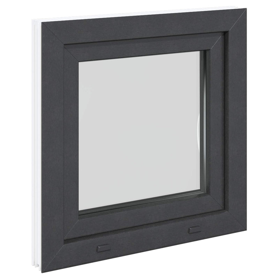 Kelderraam RISOR Antraciet 60 x 60 cm PVC en glas