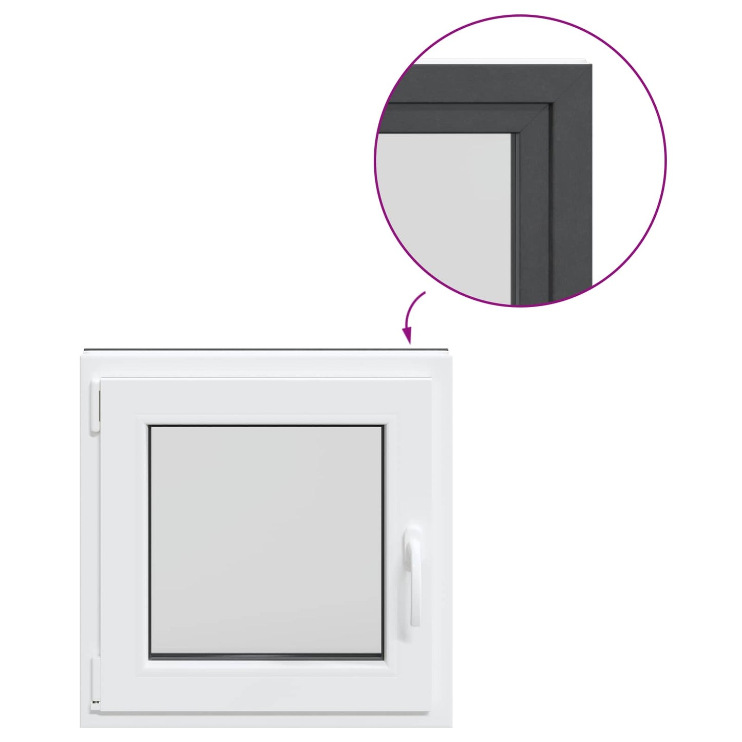 Kelderraam RISOR Antraciet 60 x 60 cm PVC en glas
