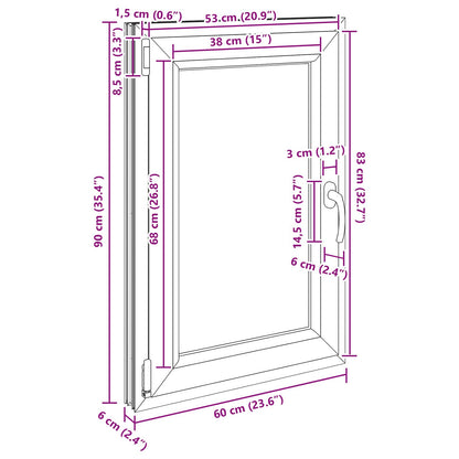 Kelderraam RISOR Antraciet 60 x 90 cm PVC en glas