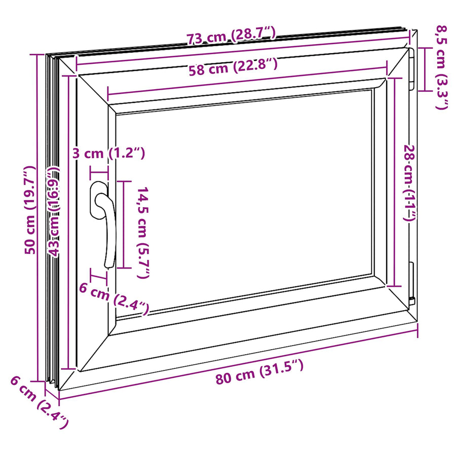 Kelderraam RISOR Antraciet 60 x 100 cm PVC en glas