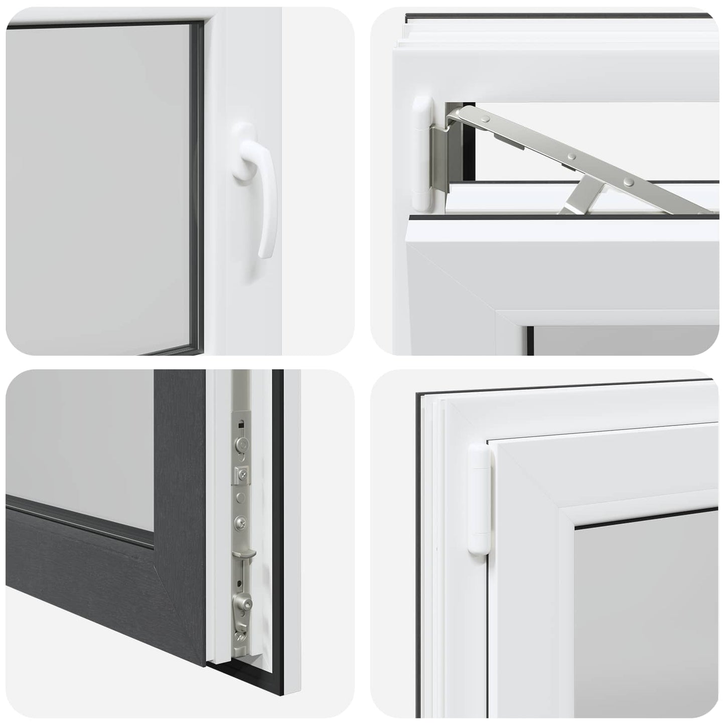 Kelderraam RISOR Antraciet 80 x 50 cm PVC en glas