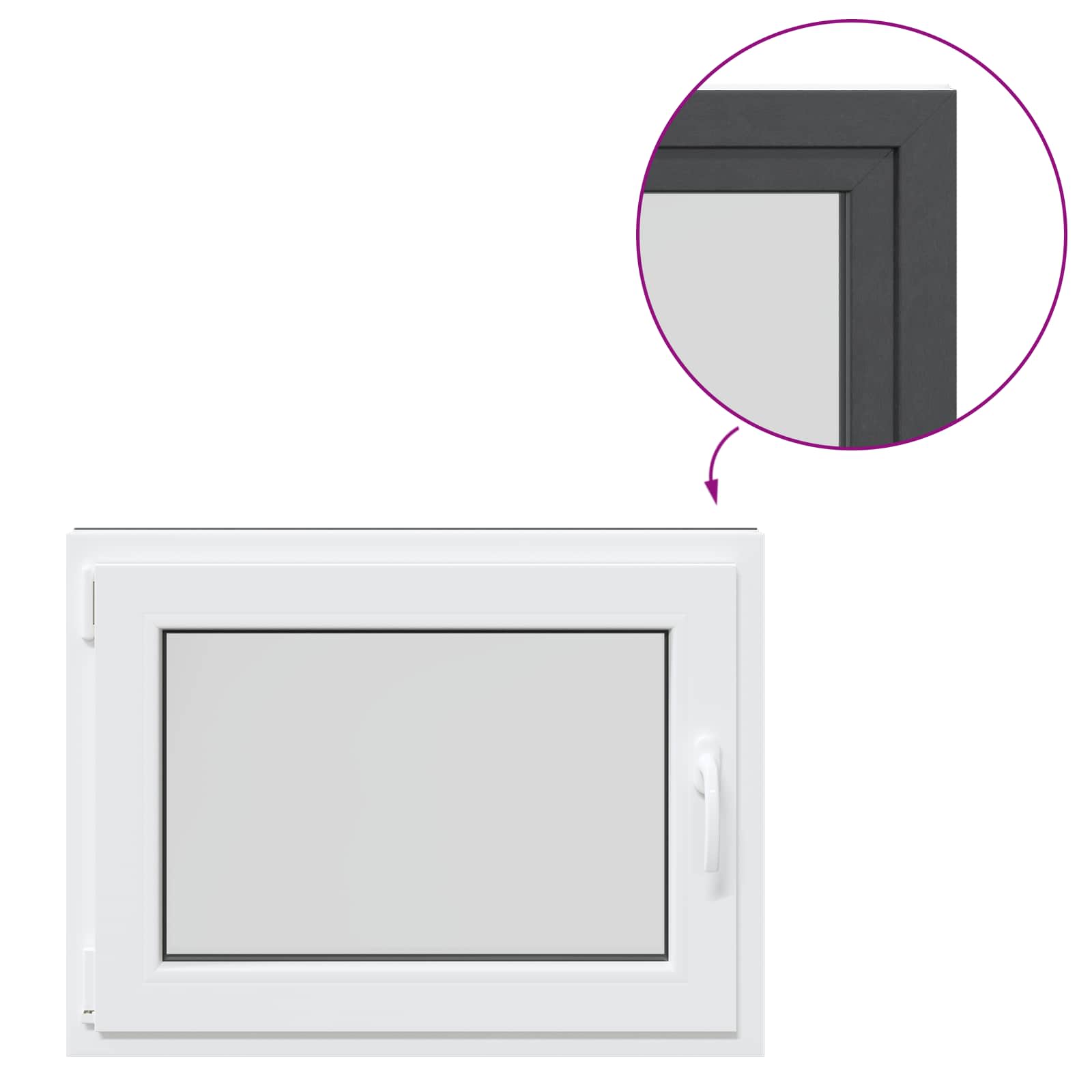 Kelderraam RISOR Antraciet 80 x 50 cm PVC en glas