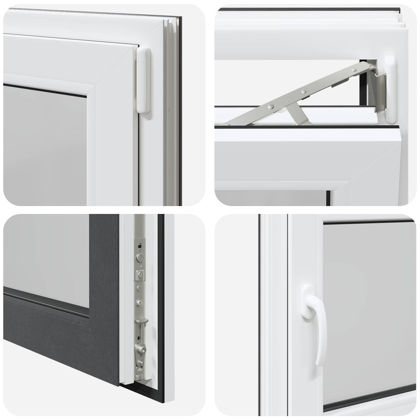 Kelderraam RISOR Antraciet 80 x 50 cm PVC en glas
