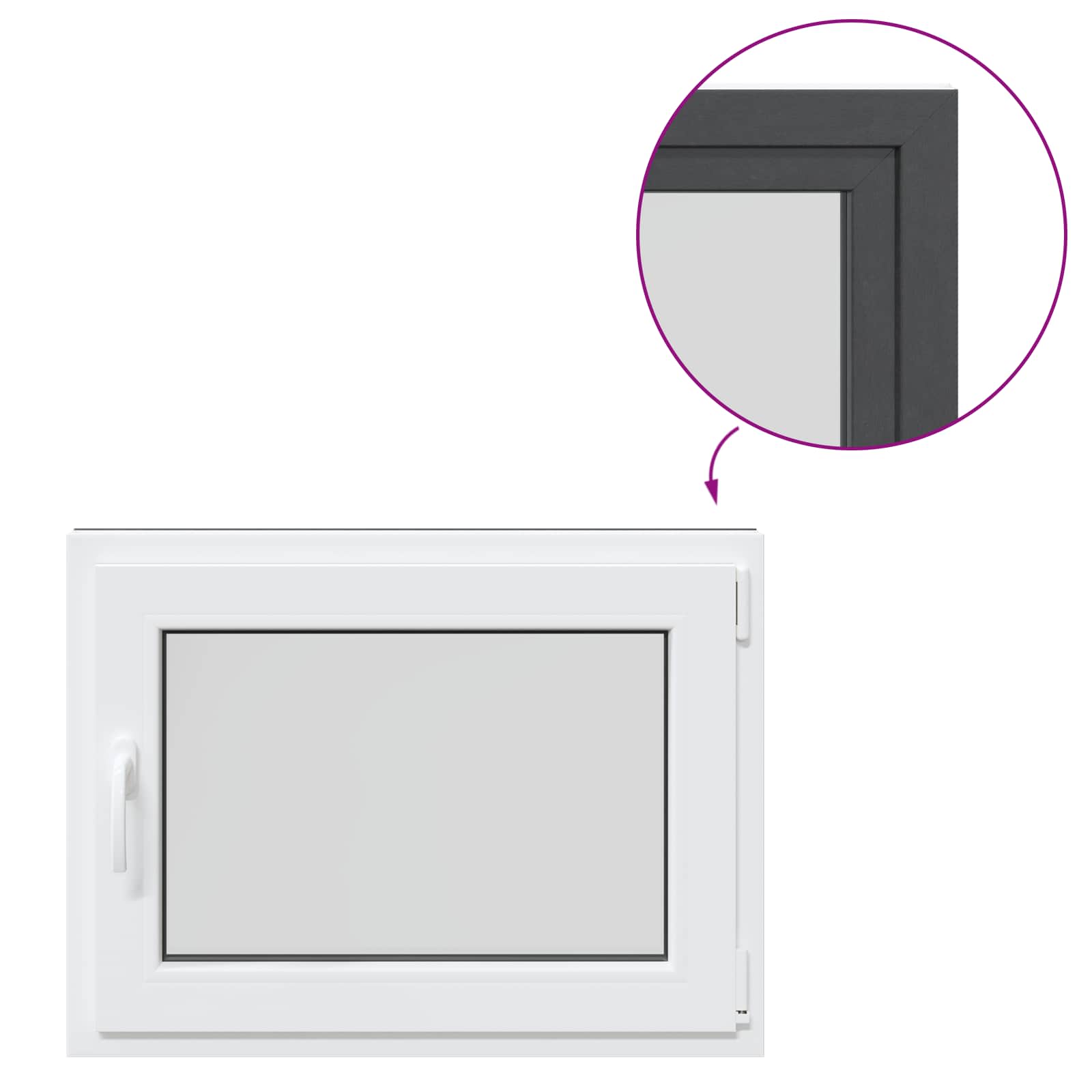 Kelderraam RISOR Antraciet 80 x 50 cm PVC en glas