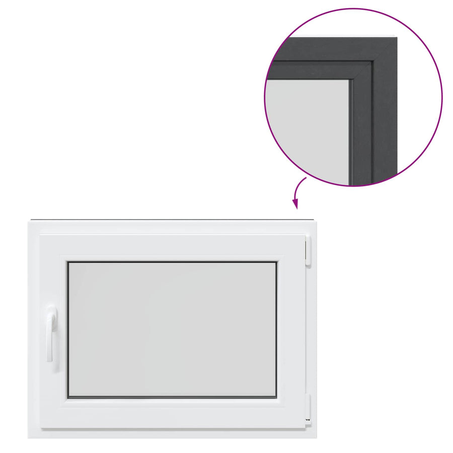 Kelderraam RISOR Antraciet 80 x 50 cm PVC en glas