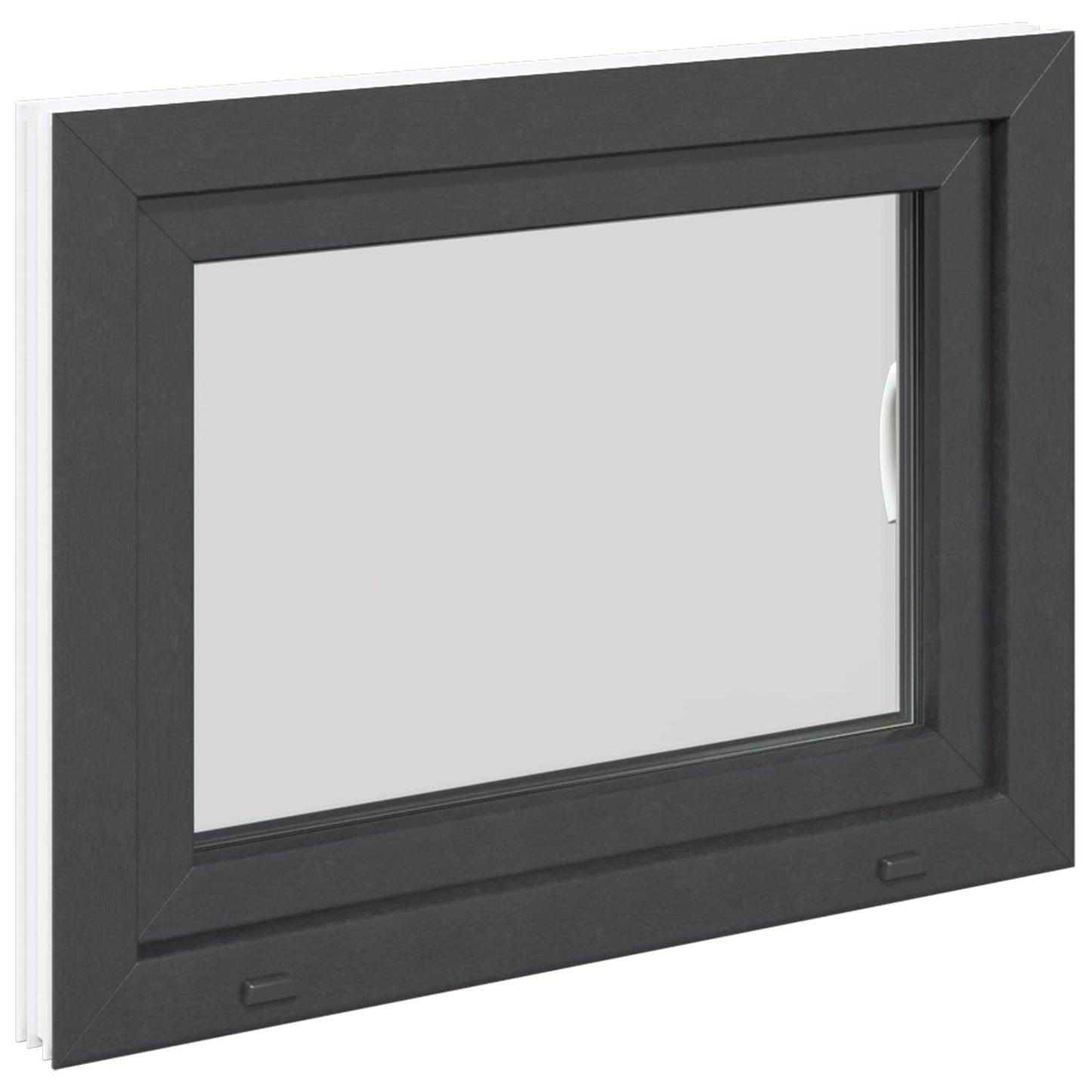 Kelderraam RISOR Antraciet 80 x 50 cm PVC en glas