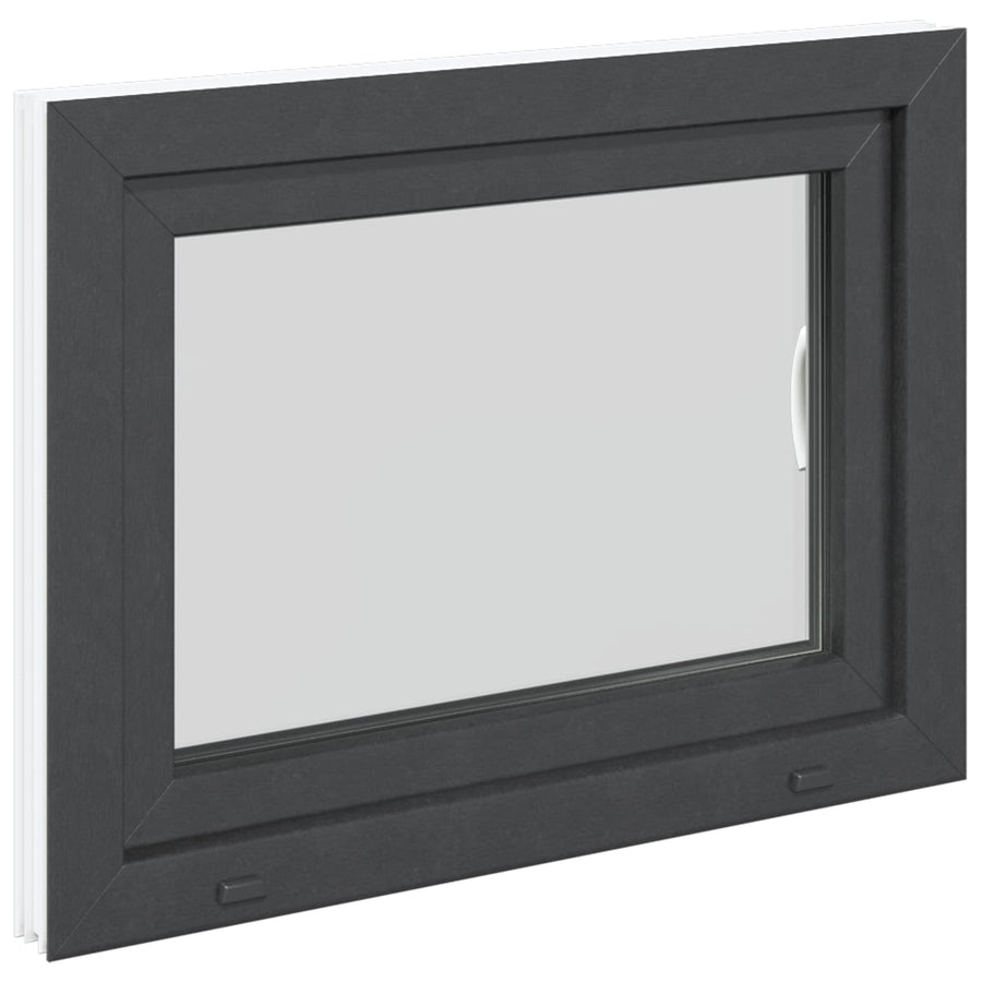 Kelderraam RISOR Antraciet 80 x 50 cm PVC en glas