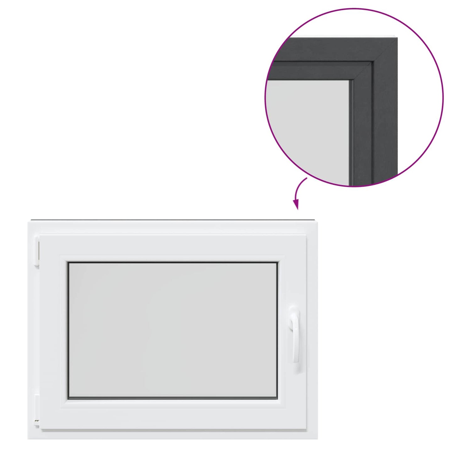 Kelderraam RISOR Antraciet 80 x 60 cm PVC en glas