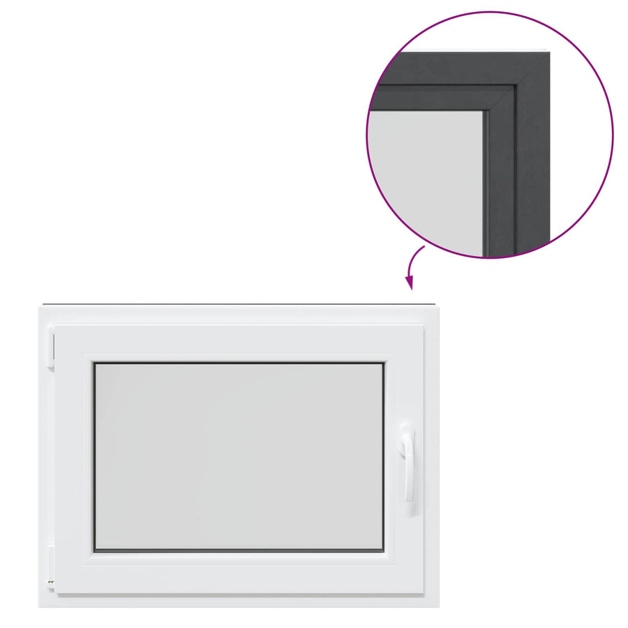 Kelderraam RISOR Antraciet 80 x 60 cm PVC en glas