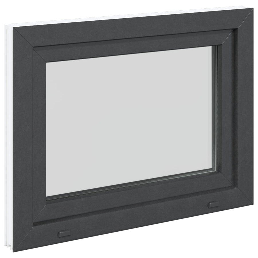 Kelderraam RISOR Antraciet 80 x 60 cm PVC en glas