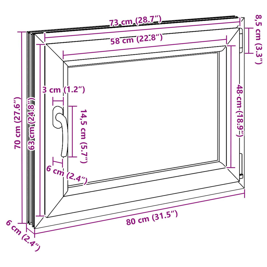 Kelderraam RISOR Antraciet 80 x 60 cm PVC en glas