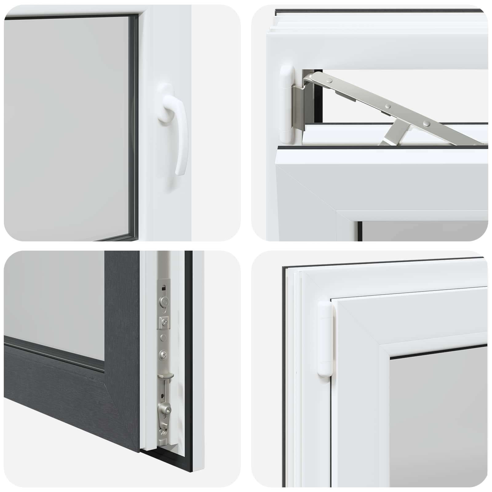Kelderraam RISOR Antraciet 80 x 70 cm PVC en glas
