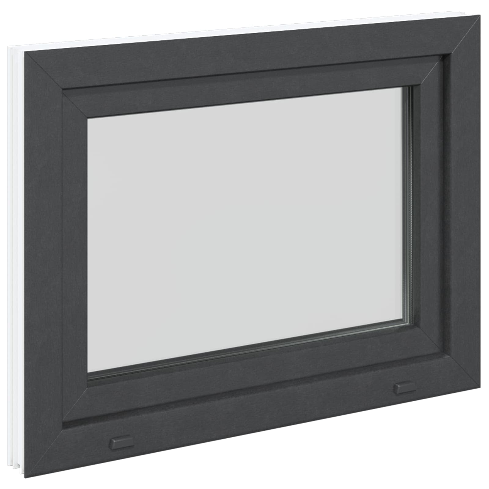 Kelderraam RISOR Antraciet 80 x 70 cm PVC en glas