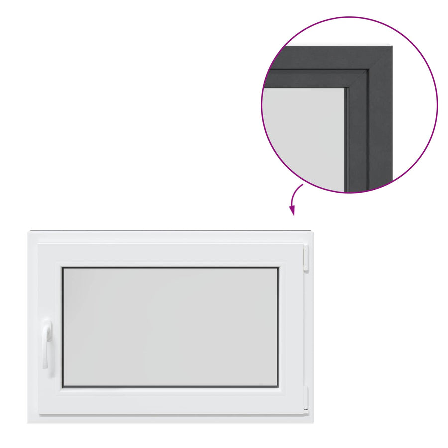 Kelderraam RISOR Antraciet 90 x 50 cm PVC en glas