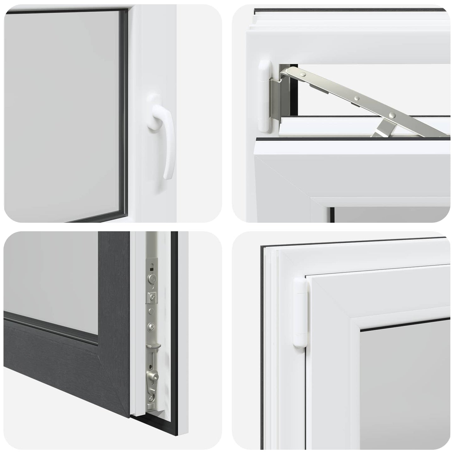 Kelderraam RISOR Antraciet 90 x 60 cm PVC en glas