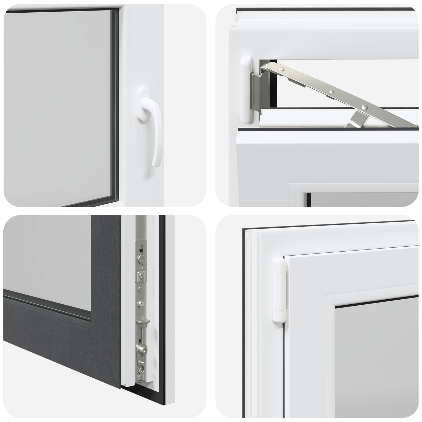 Kelderraam RISOR Antraciet 90 x 60 cm PVC en glas