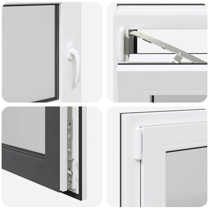 Kelderraam RISOR Antraciet 90 x 60 cm PVC en glas