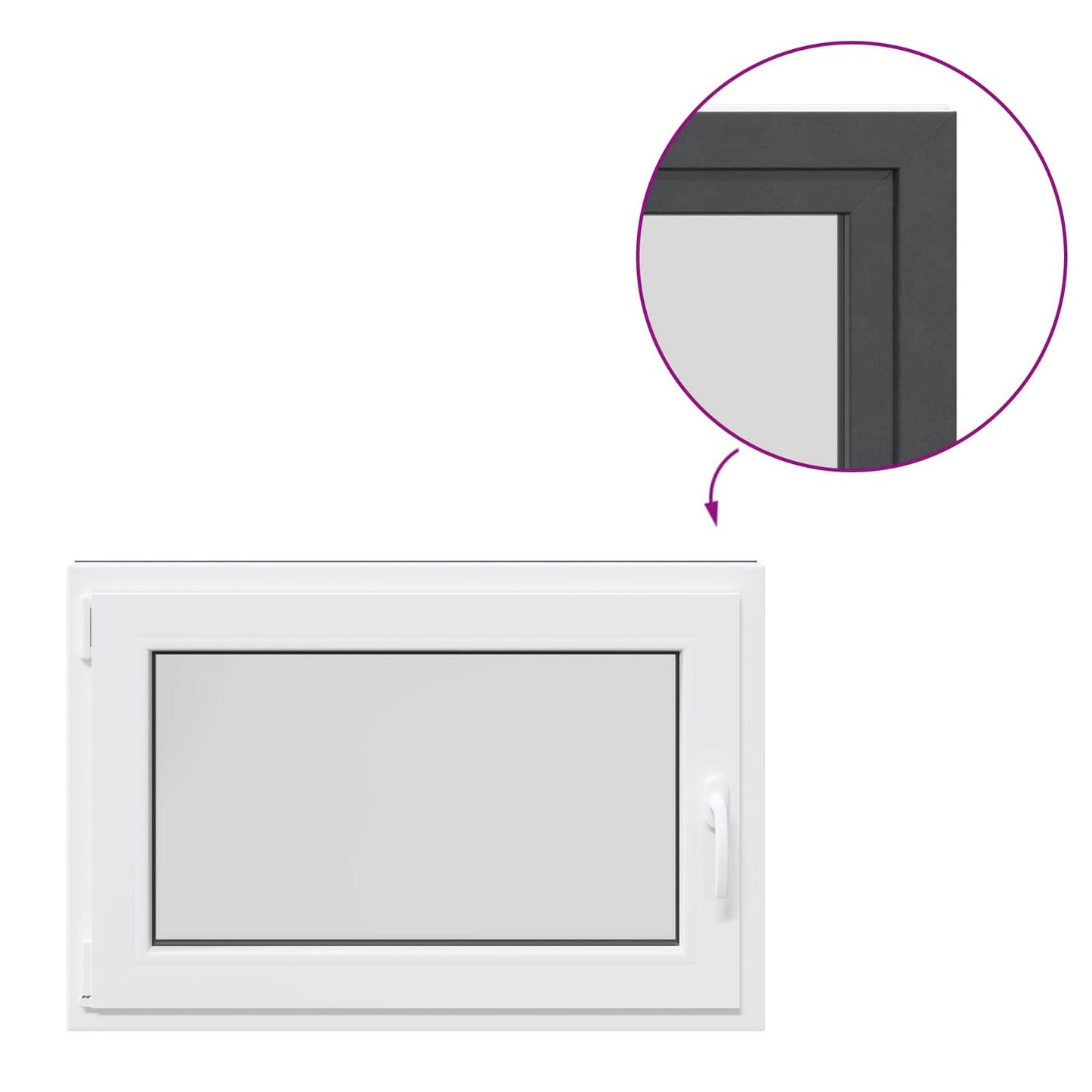 Kelderraam RISOR Antraciet 90 x 60 cm PVC en glas