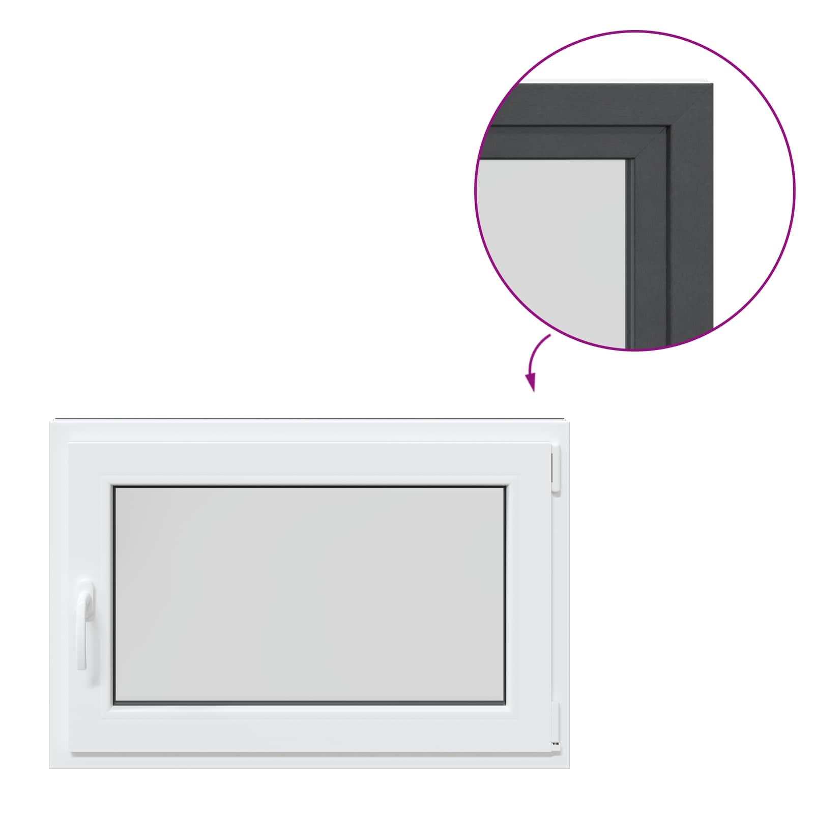 Kelderraam RISOR Antraciet 90 x 60 cm PVC en glas