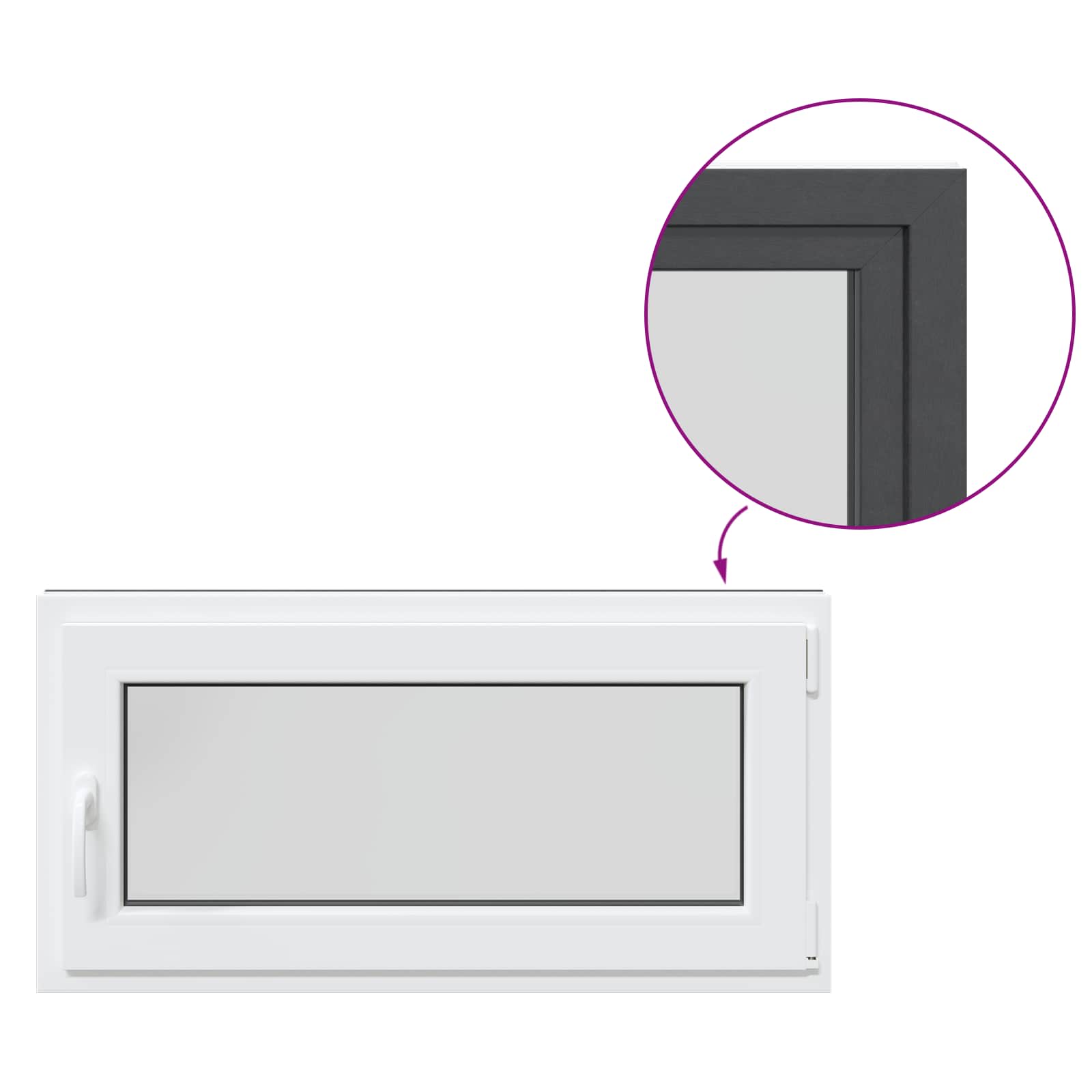 Kelderraam RISOR Antraciet 100 x 50 cm PVC en glas