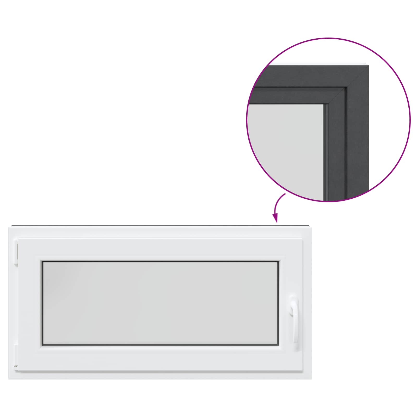 Kelderraam RISOR Antraciet 100 x 50 cm PVC en glas