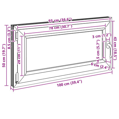 Kelderraam RISOR Antraciet 100 x 50 cm PVC en glas