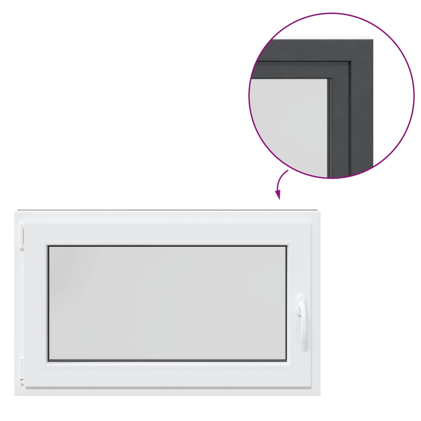 Kelderraam RISOR Antraciet 100 x 60 cm PVC en glas